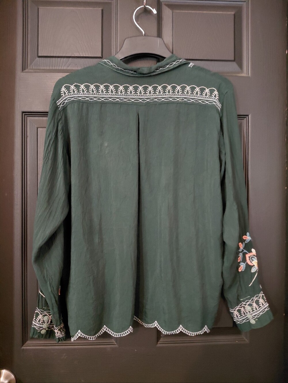 Johnny Was Sz. M 100% Cupra Green Embroidered Prue Blouse - Picture 13 of 15